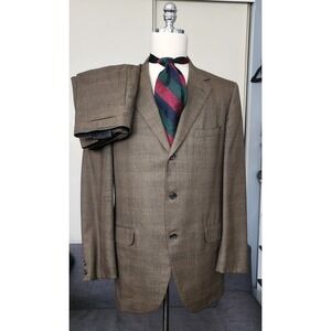Vtg Hickey Freeman Brown Wool Men 3 Roll 2 Bttns Ivy Sack  Suit 40, Pant 36X29.5
